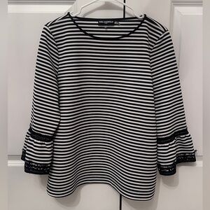 Karl Lagerfeld Black and White Striped Women's Top